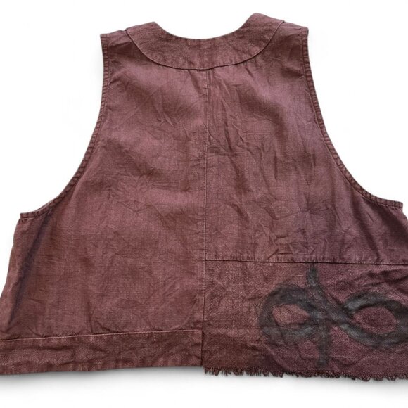 Vintage Blue Fish Womens Hemp Vest 2000 Collection Poet Vest Loam - Picture 3 of 11